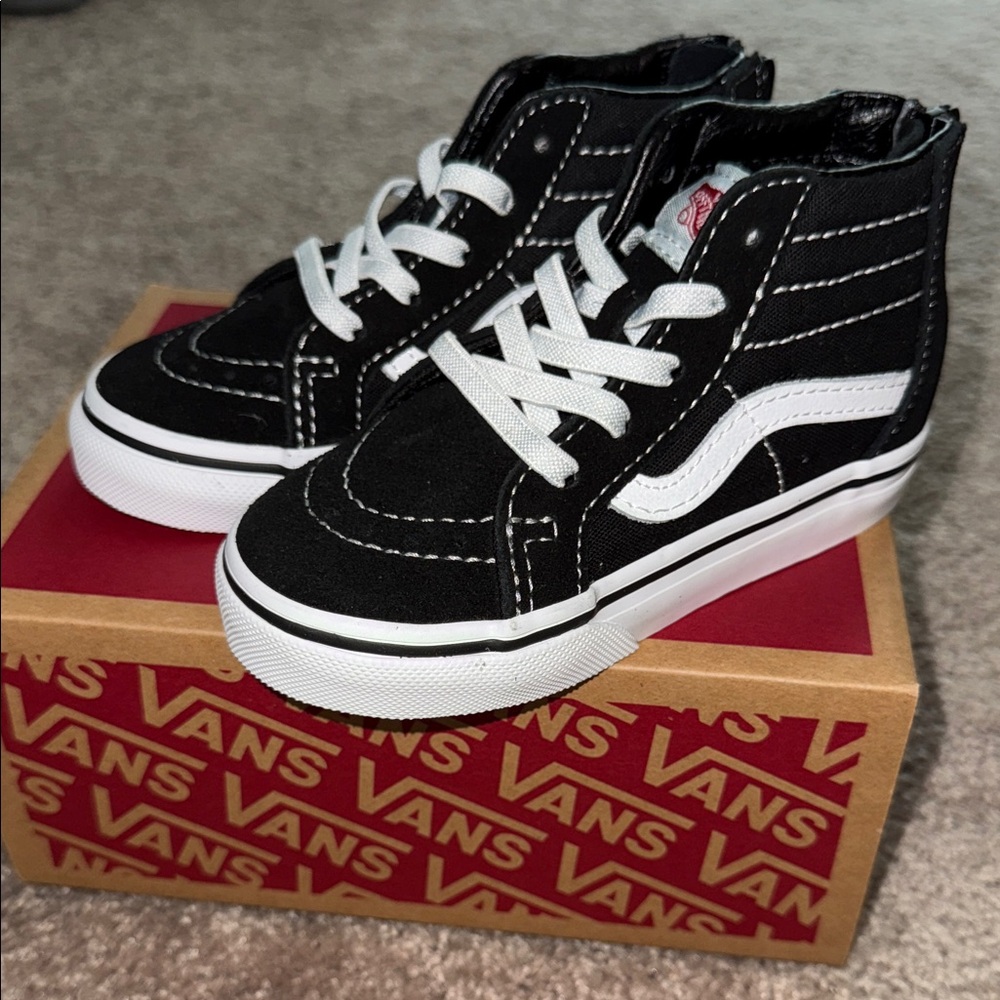 Vans Kids Black and White High-Top Sneakers
